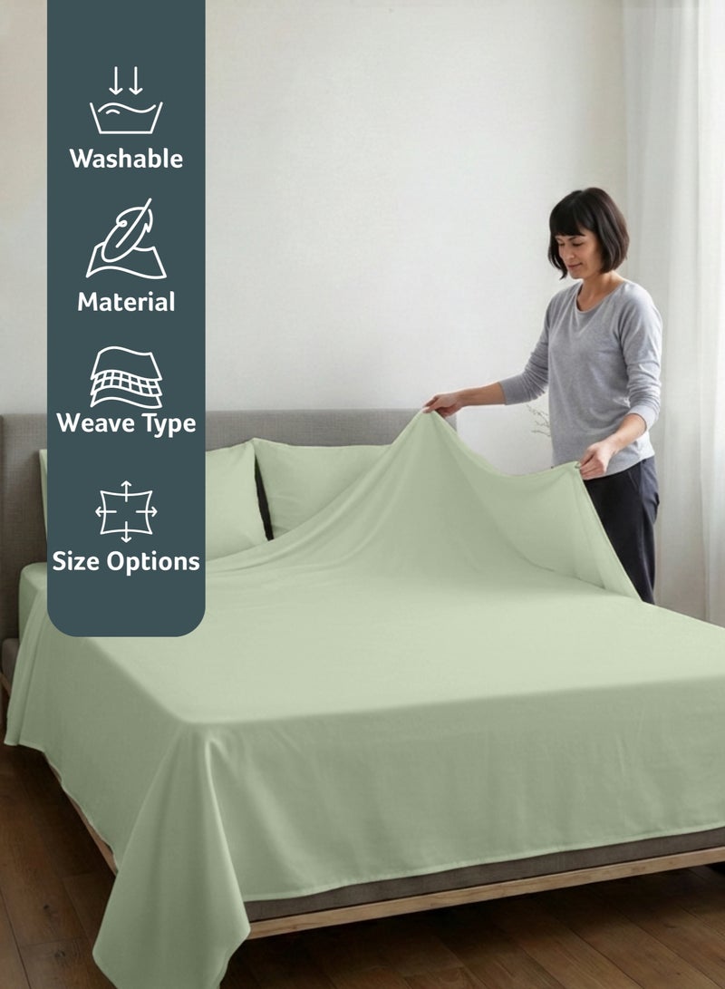 REST 3-Piece Mint Green Plush 240x260  Flat Bedsheet Set Includes 1 Deep Pocket Flat Bedsheet and 2 Pillow Covers, Breathable and Machine Washable - Image 4
